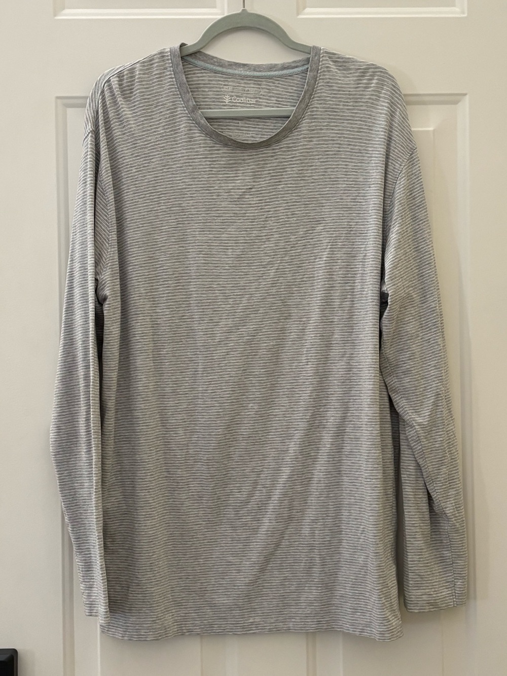 Coolibar Morada Everyday T-Shirt Long Sleeve Gray White Striped L UPF Protection